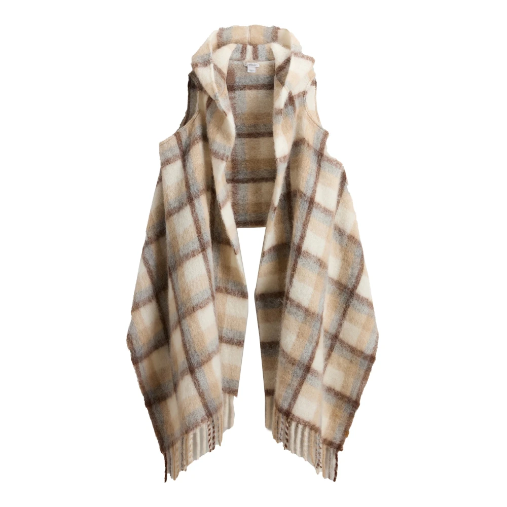 Woolrich Alpaca Mohair Wol Hooded Sjaal Beige Dames