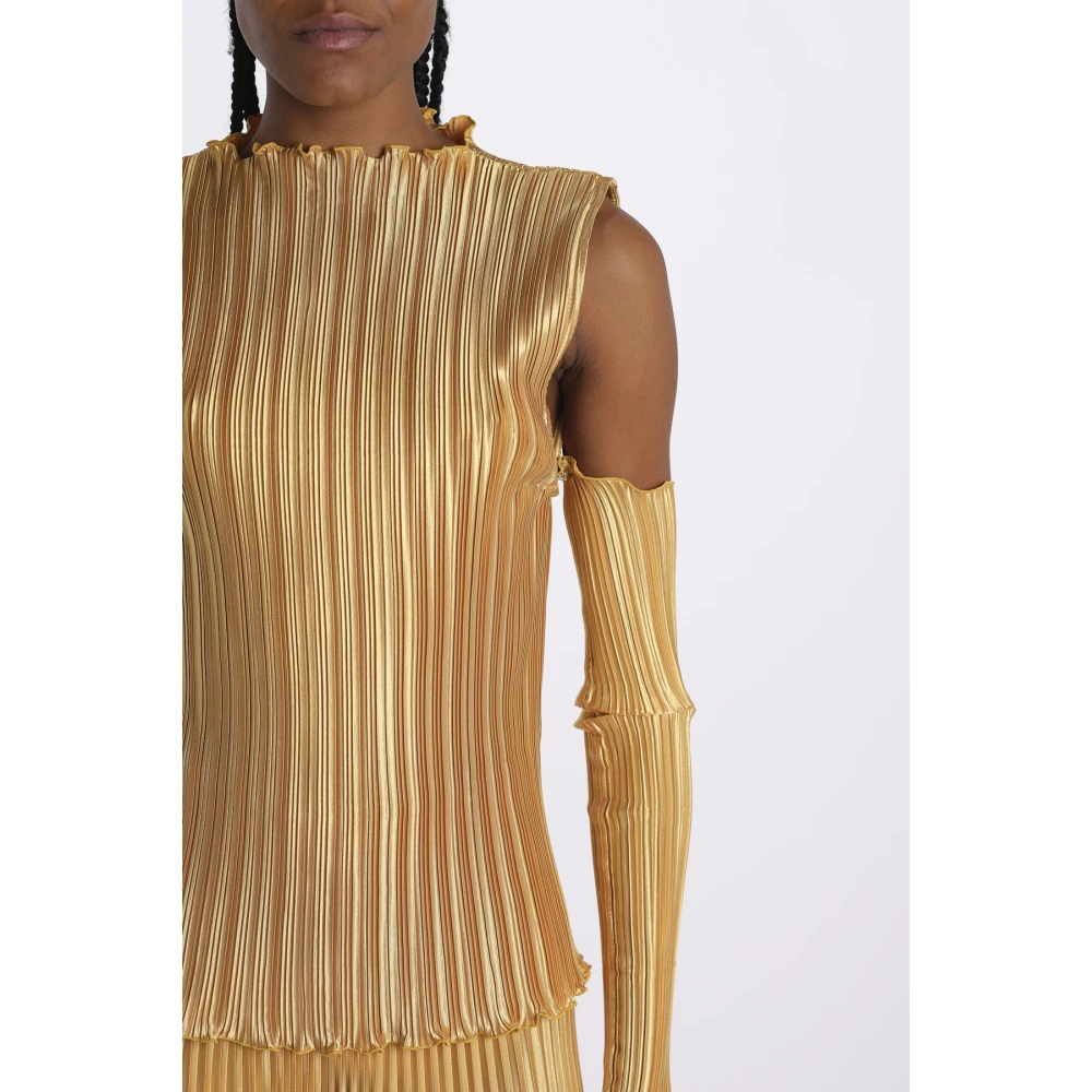 L'idée Gouden Geplooide Top met Afneembare Mouwen Yellow Dames