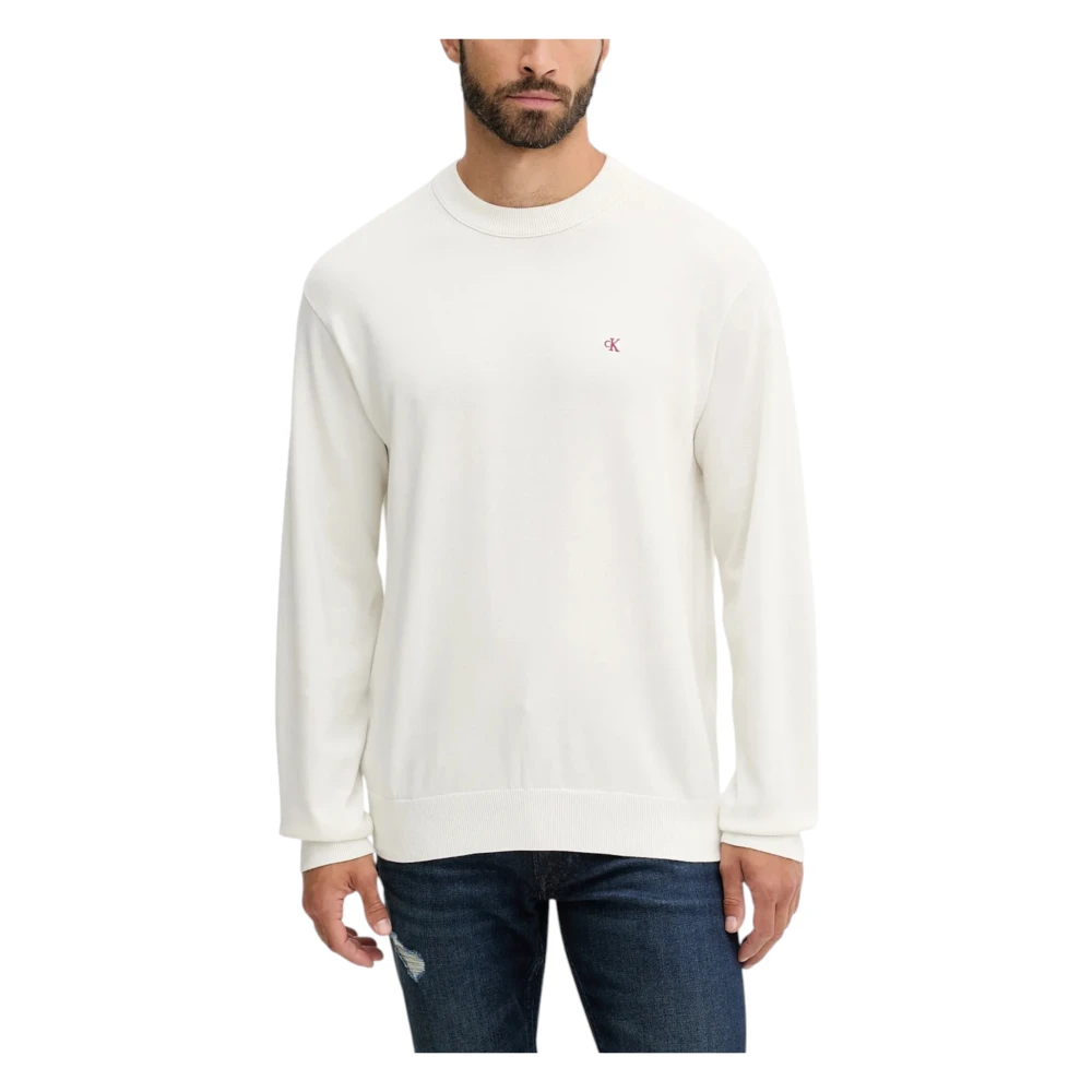Calvin Klein Jeans Men Relaxed Cotton Monogram Jumper - Tofu - Image 2