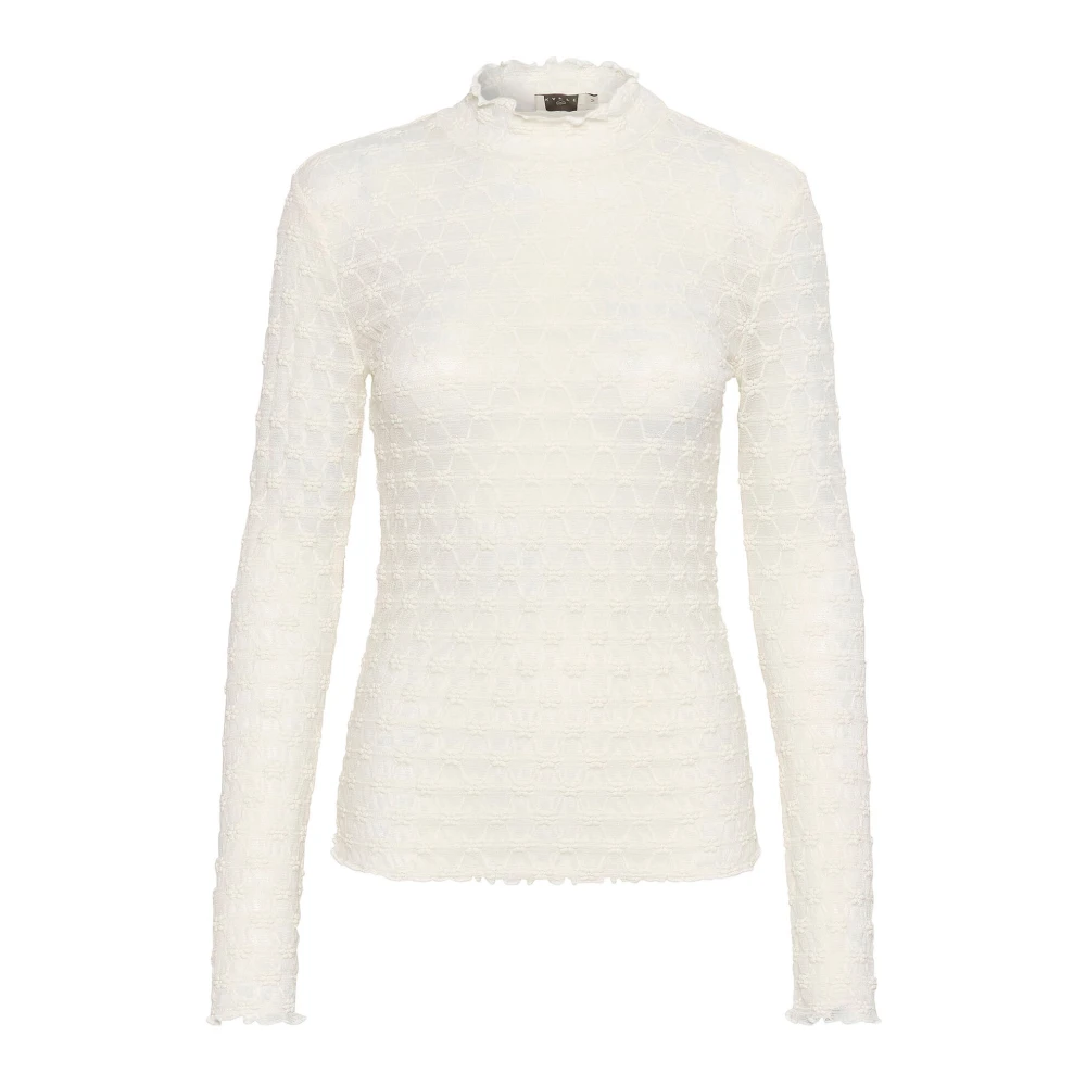 Kaffe Elegante longsleeve top met gekrulde randen Beige Dames