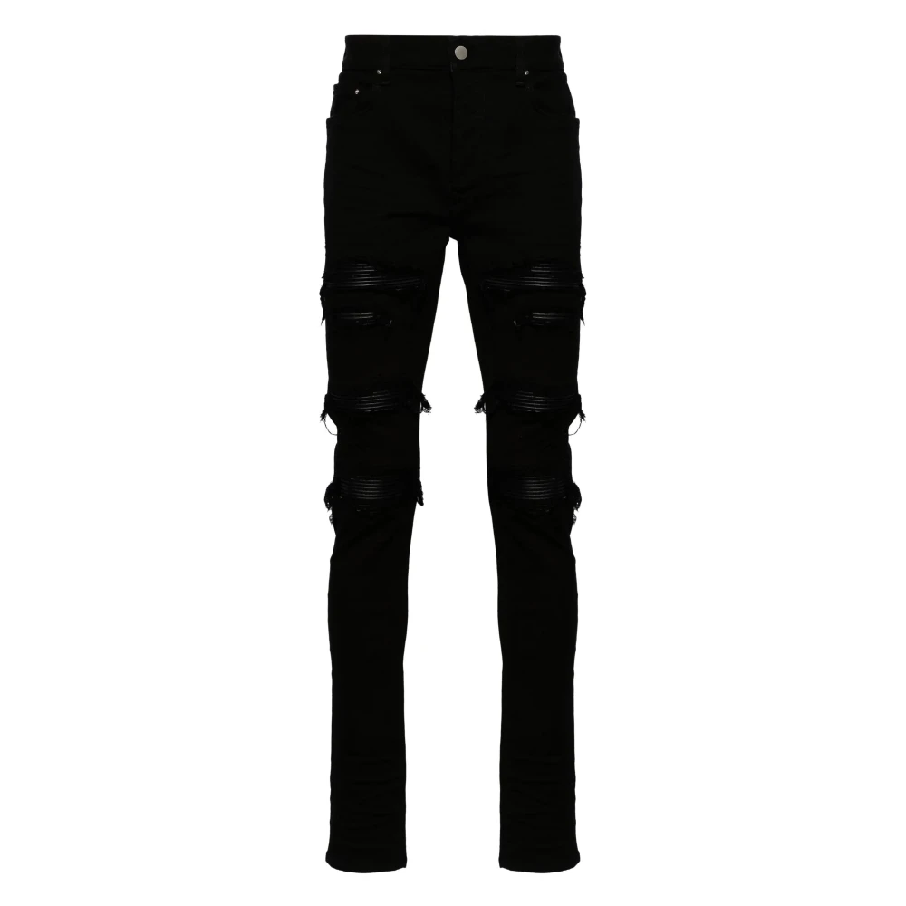 Amiri Zwarte Leren Thrasher Jeans Black Heren