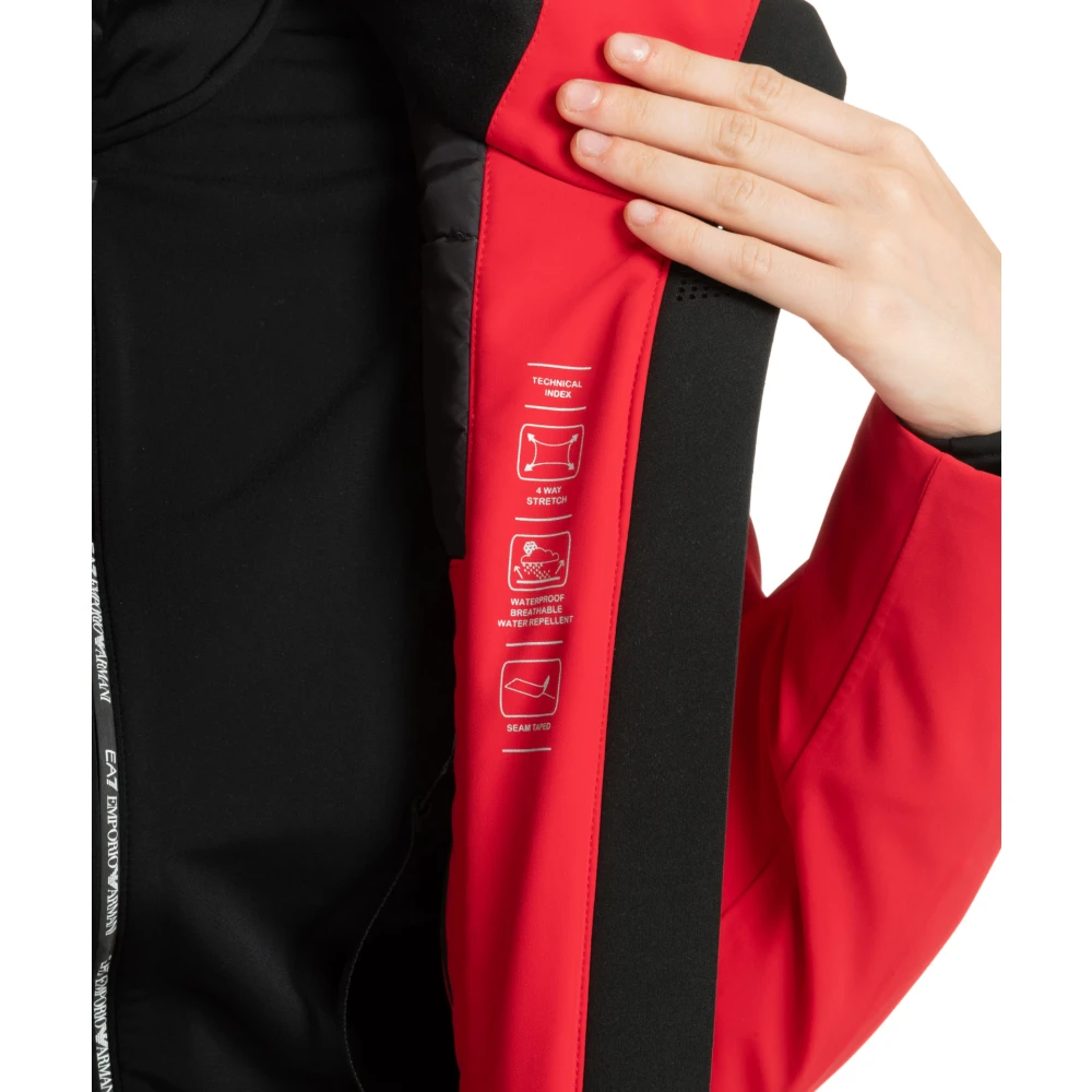Emporio Armani EA7 7 Ski Jas met Capuchon Red Dames