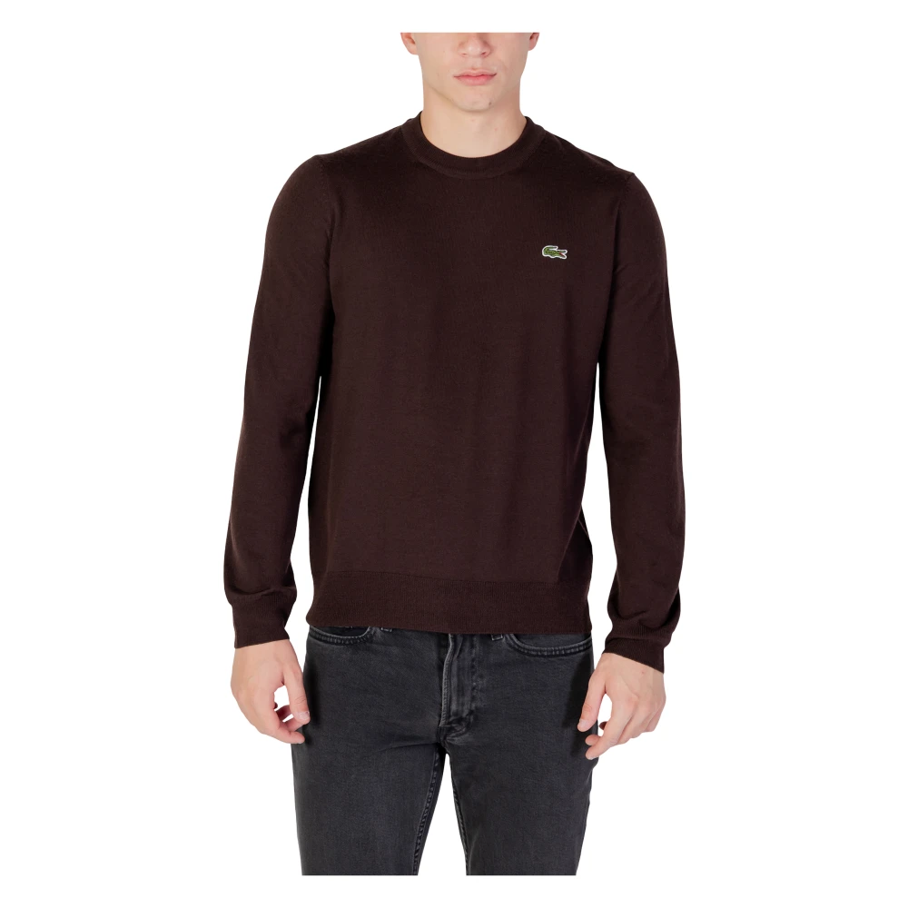 Lacoste Men's Brown Round-Neck Knitwear, 2XL, Crew Neck Jumper
