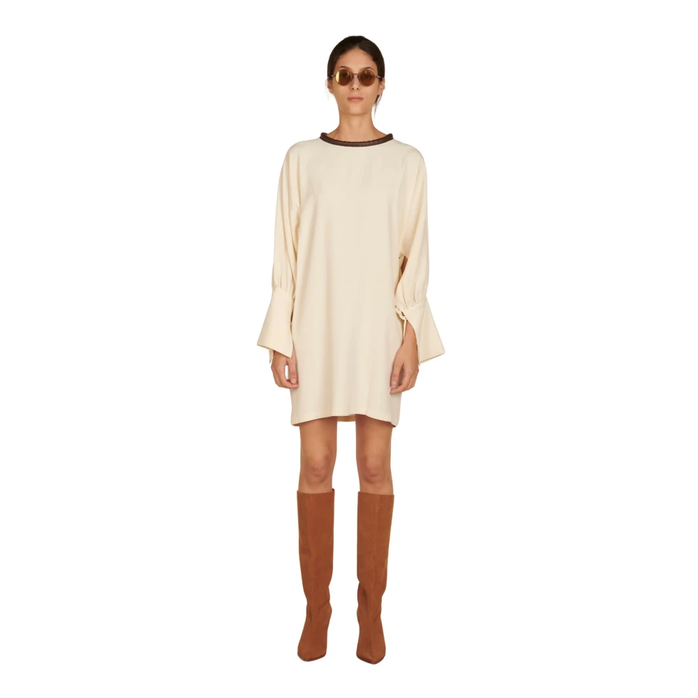 Erika Cavallini Beige Viscose Cady Korte Jurk Beige Dames