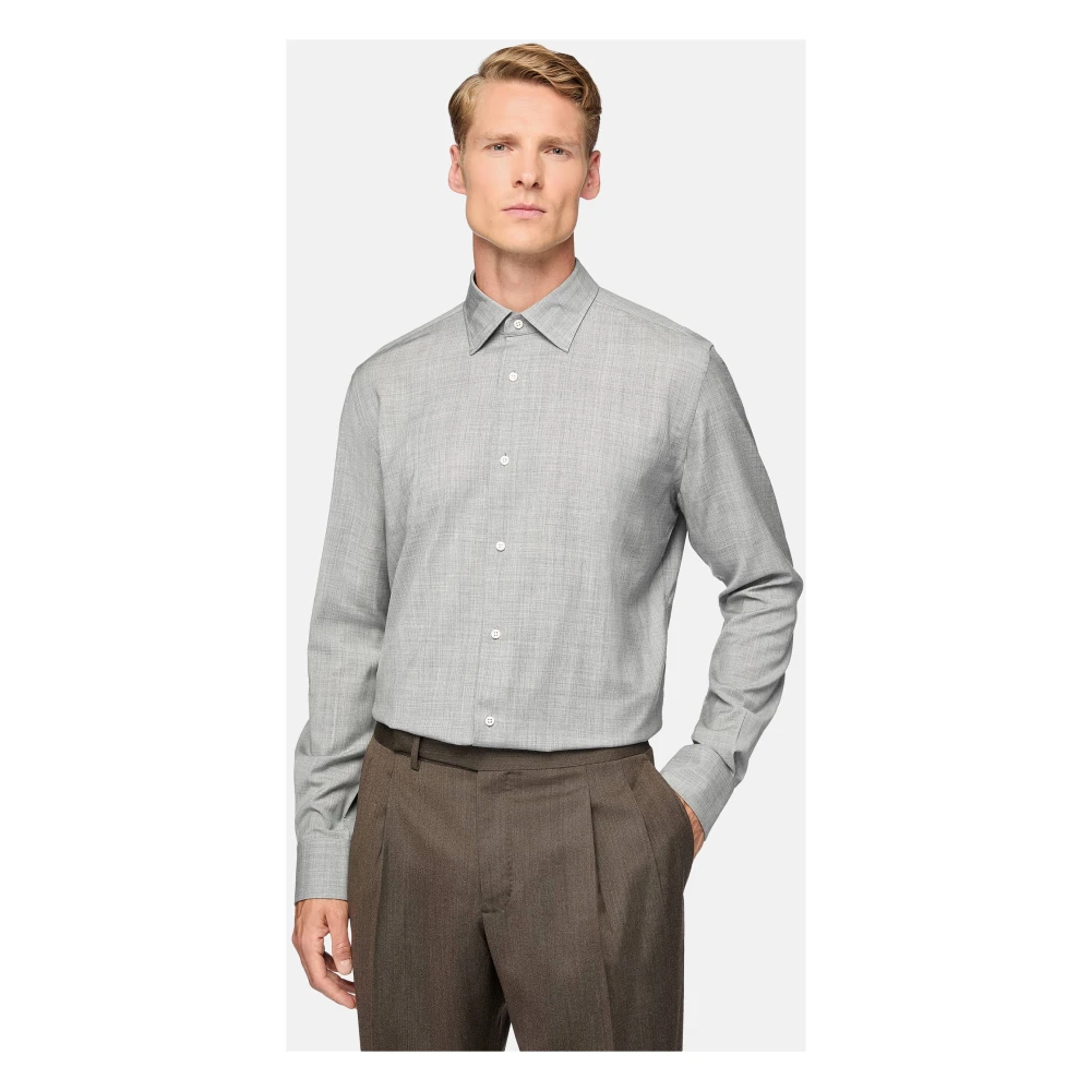 Boggi Milano Regular Fit wollen overhemd Brown Heren