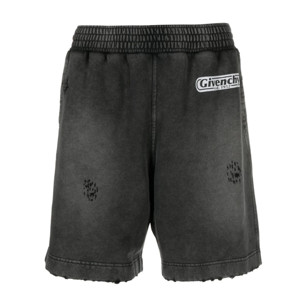Givenchy Zwarte Shorts met Distressed Vlammenprint Black Heren
