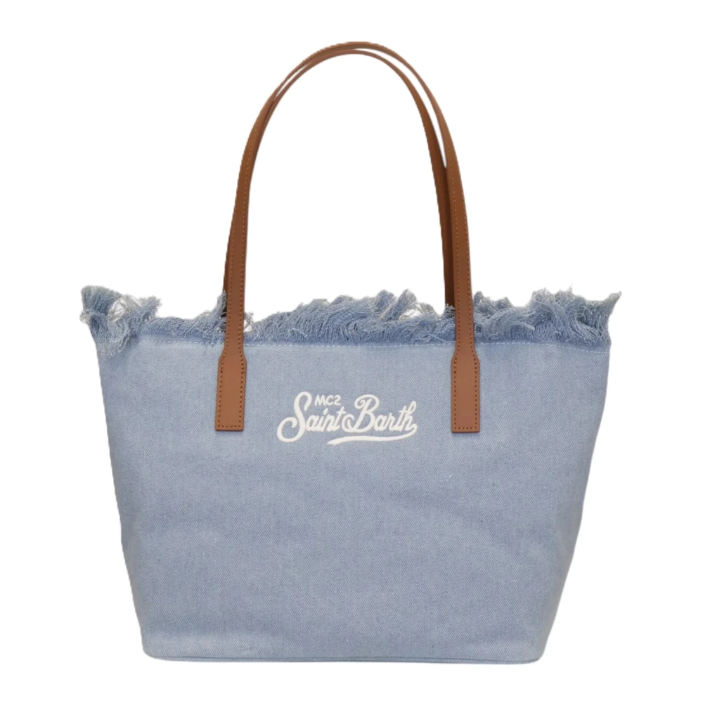 Mc2 Saint Barth Women's Blue Shopping Bags, One Size, City Bag With Fringes