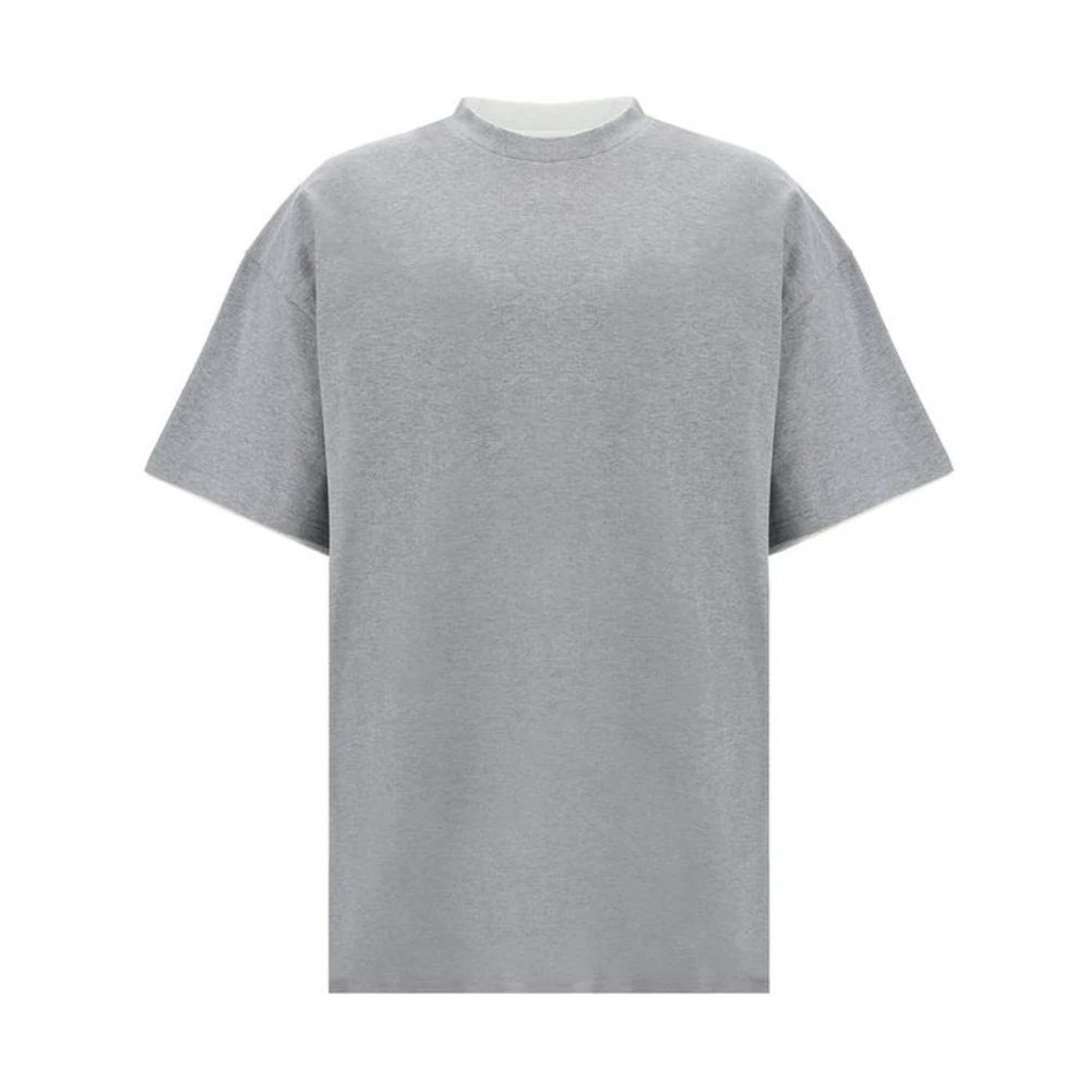 Jil Sander Monochrome Geribbelde Crew Neck T-shirt Gray Heren