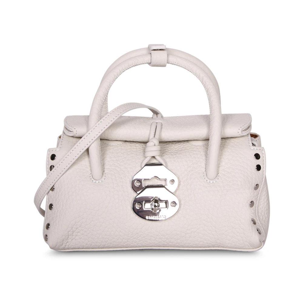 Zanellato Women's White Handbags, One Size, High-Quality Grained Leather.