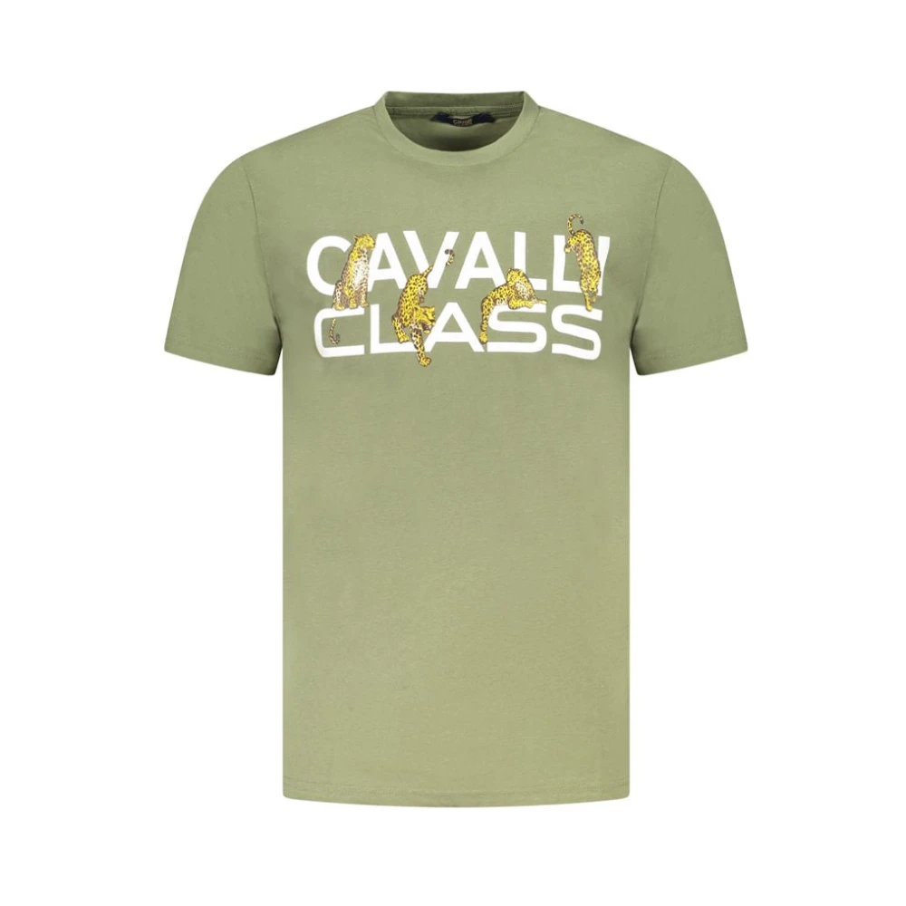 Cavalli Class Cotton T-Shirt - Male - T-Shirts - Green - Xl - Tops