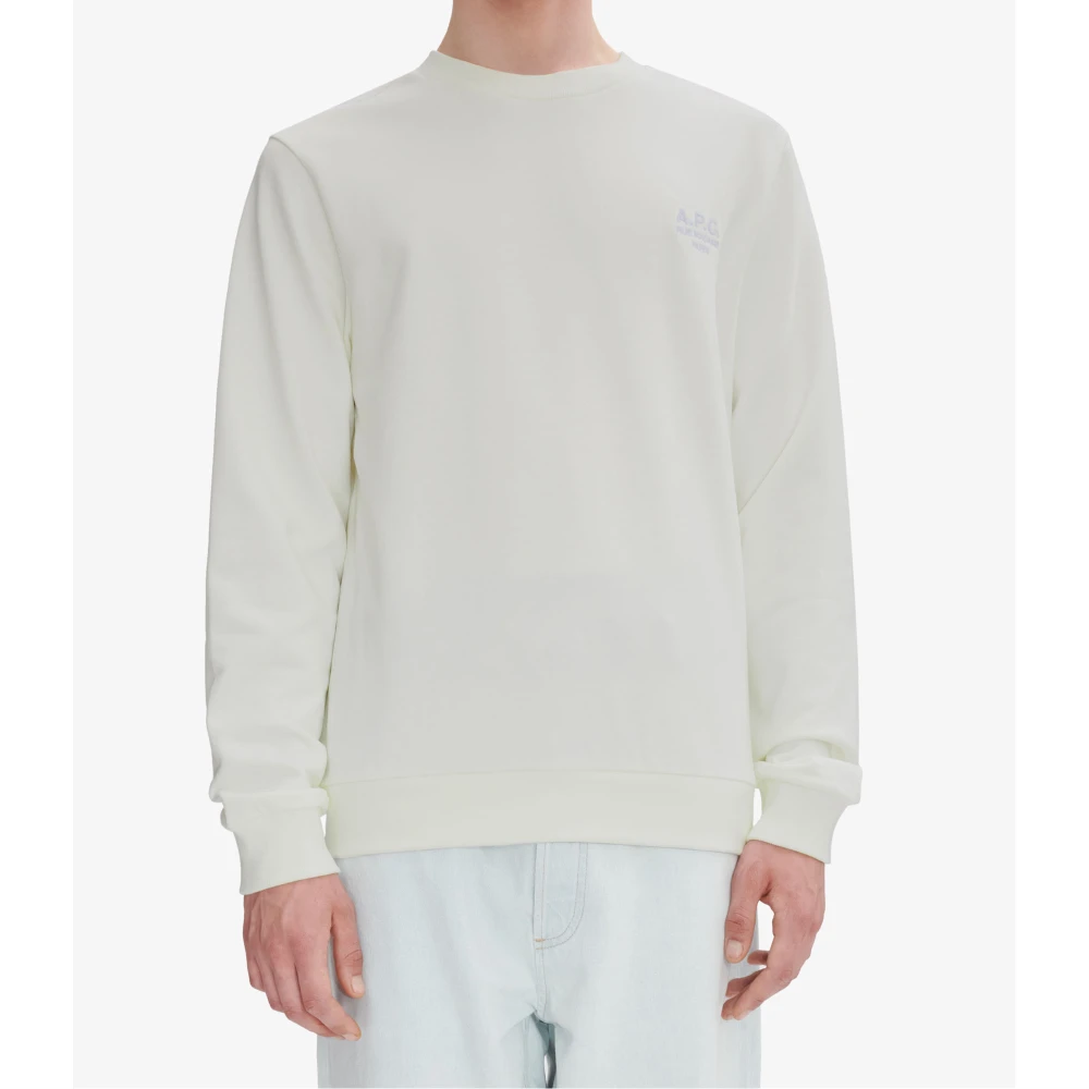 A.p.c. Biologische Katoenen Trui met Voorlogo White Heren
