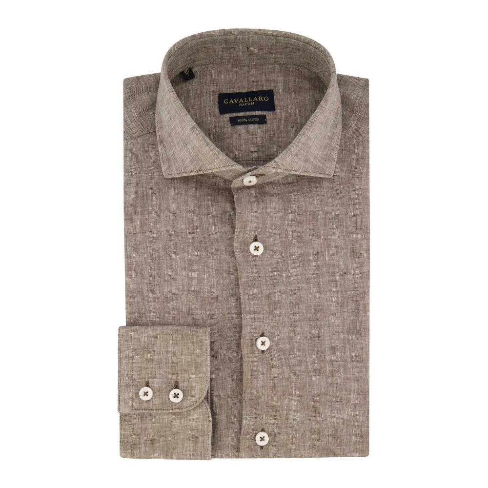 Cavallaro Bruin Zakelijk Overhemd Lange Mouw Brown Heren