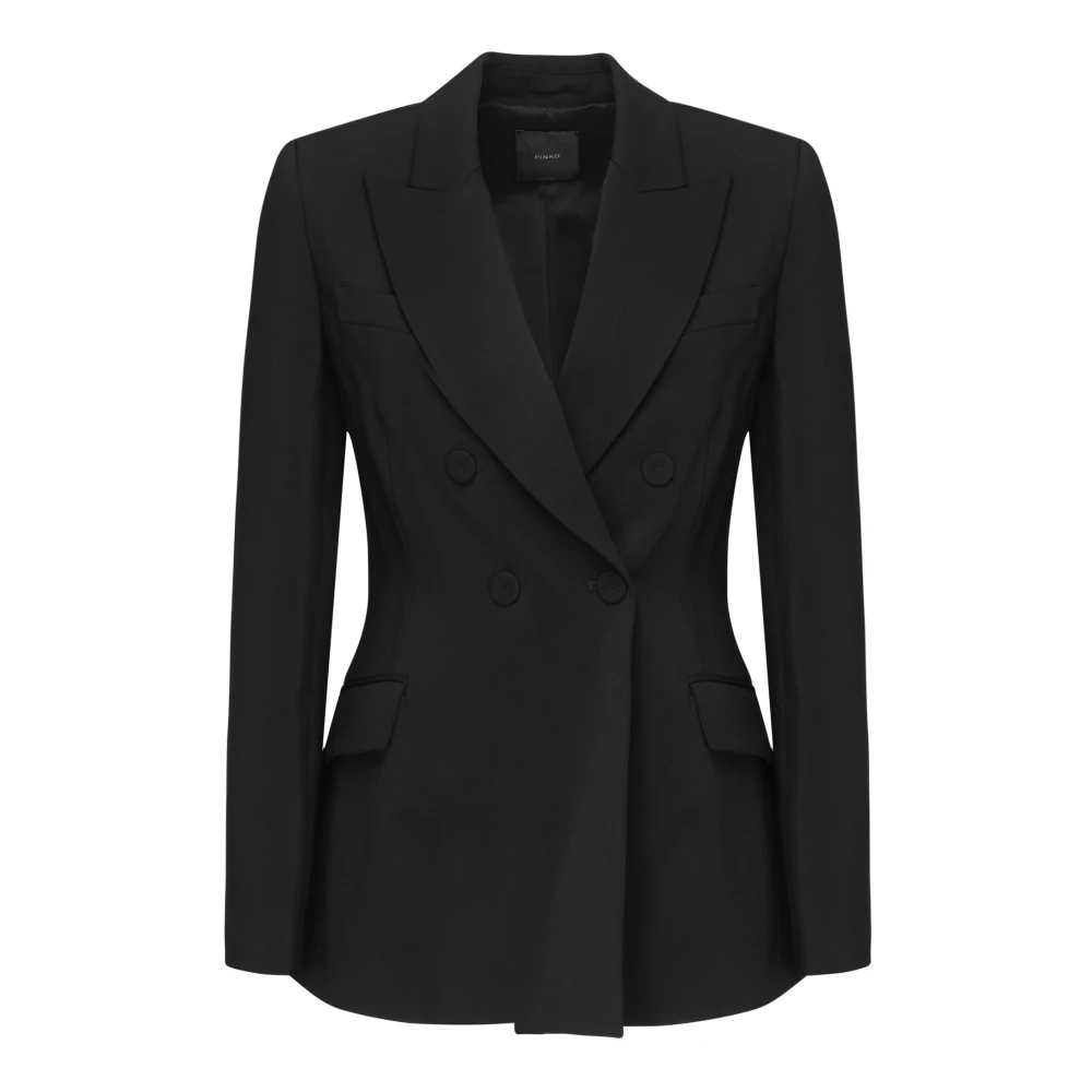 Pinko Zwarte double-breasted blazer met pieklapels Black Dames