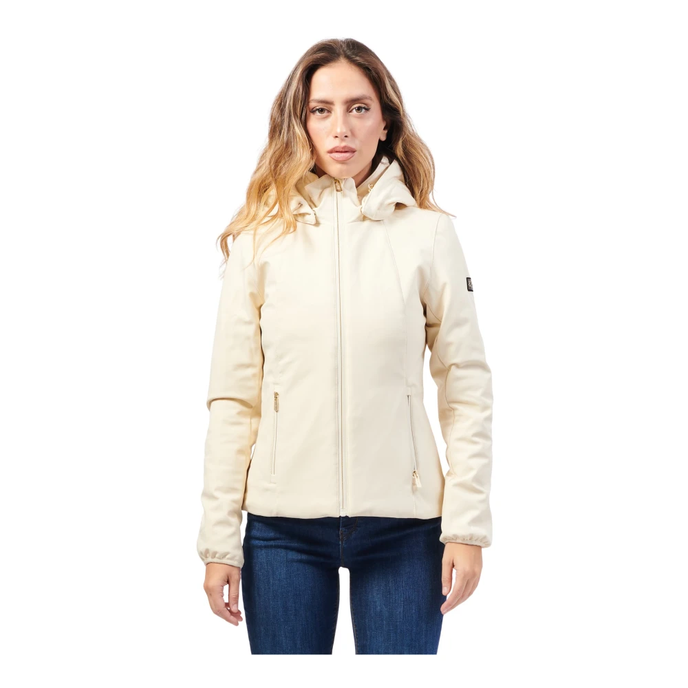 YES ZEE Beige Gewatteerde Hoodiejas met Rits Beige Dames