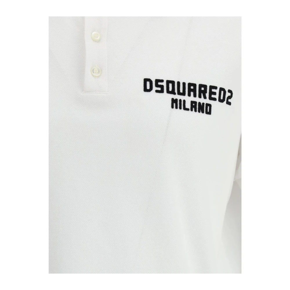 Dsquared2 Monogram Katoenen Poloshirt met Klassieke Kraag White Heren