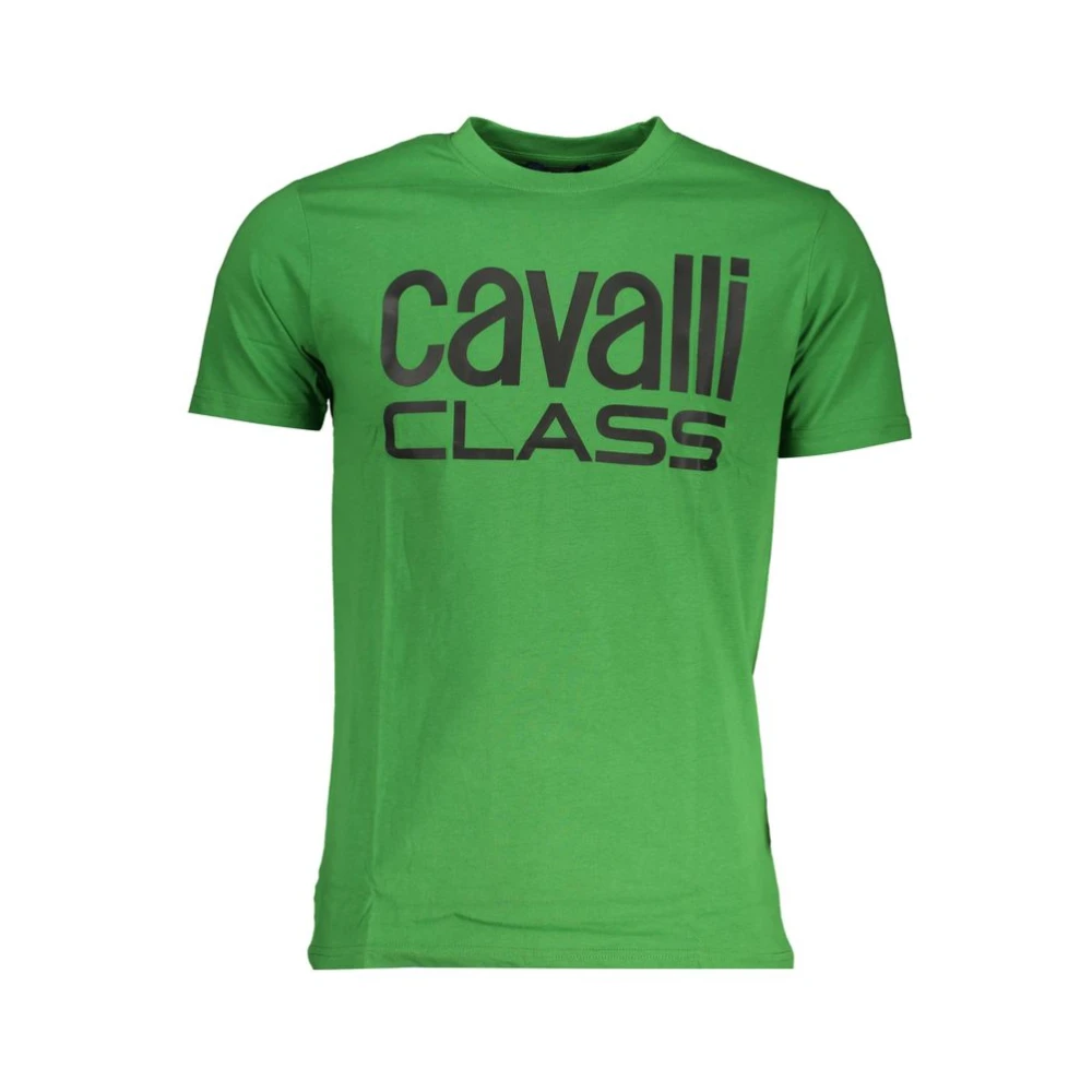 Cavalli Class Gedrukt Logo Ronde Hals T-Shirt Green Heren