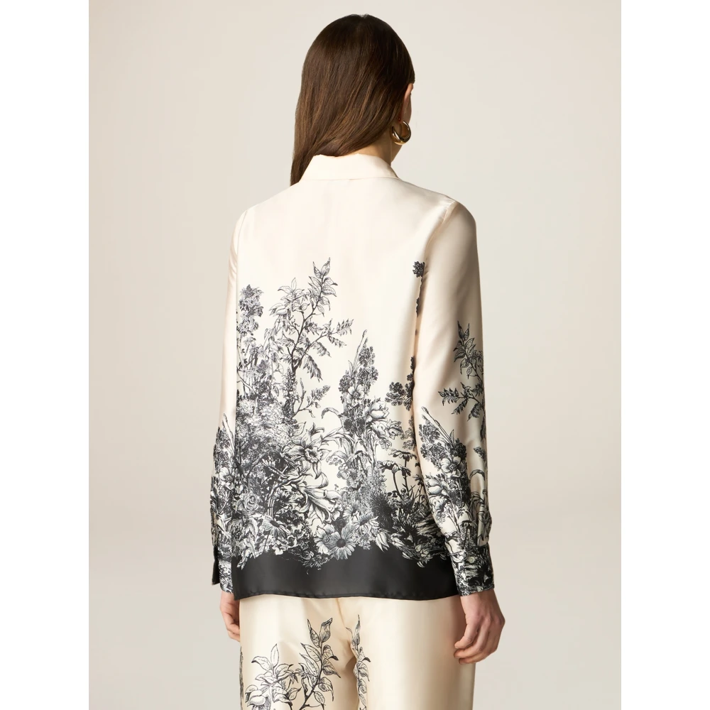 Oltre Satin Blouse met Ramage Patroon Multicolor Dames