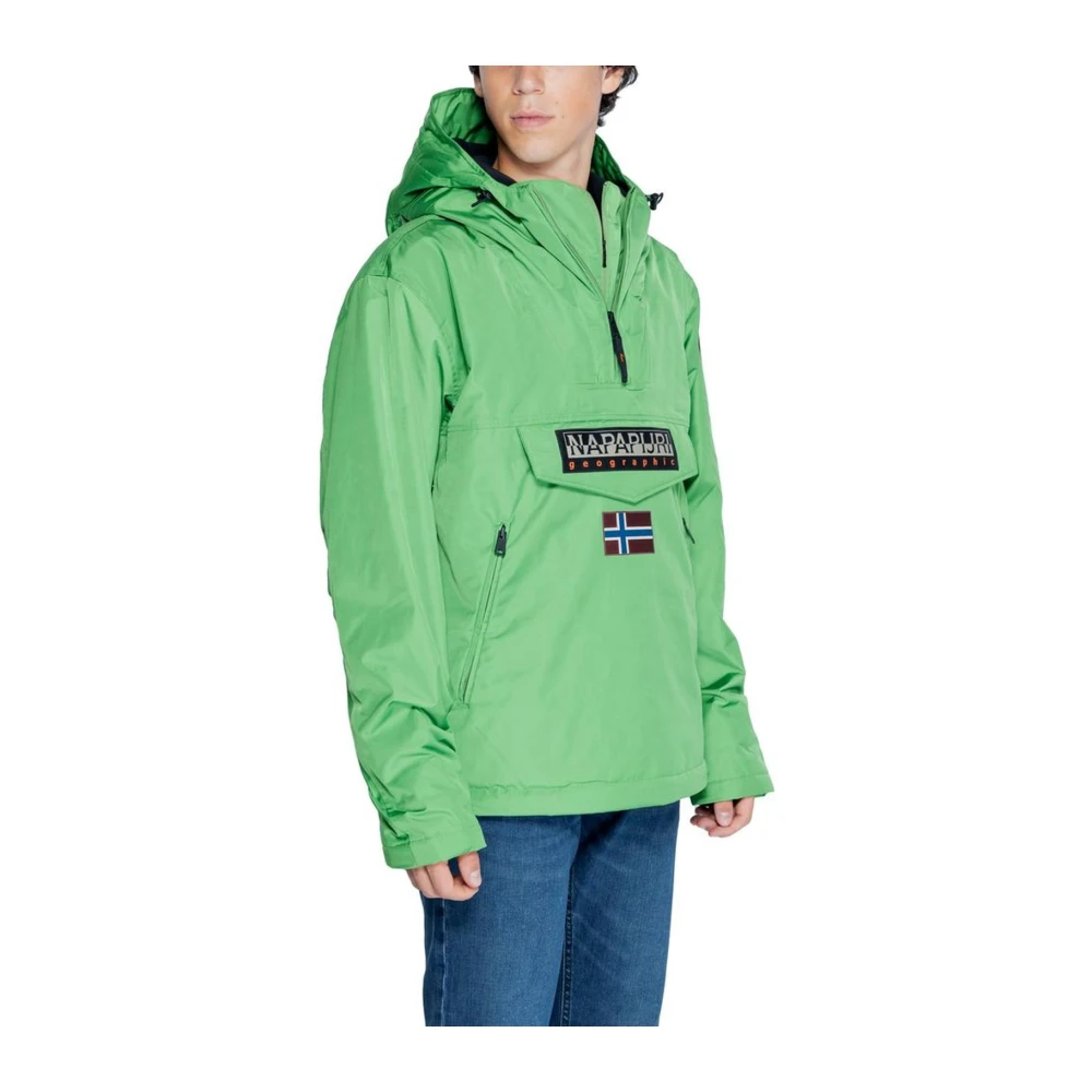 Napapijri Klassieke Groene Polyesterjas Herfst Winter Collectie Green Heren