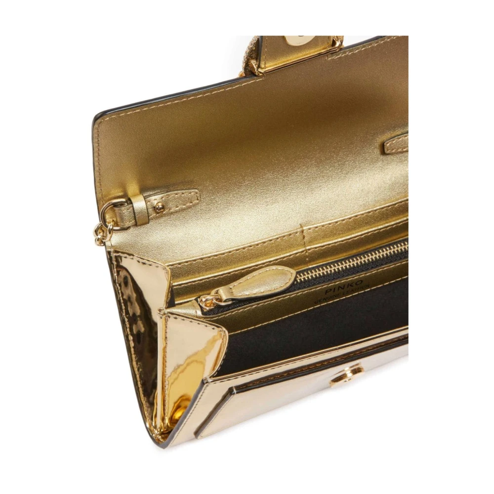 pinko Gouden Love Birds Portemonnee met Ketting Yellow Dames