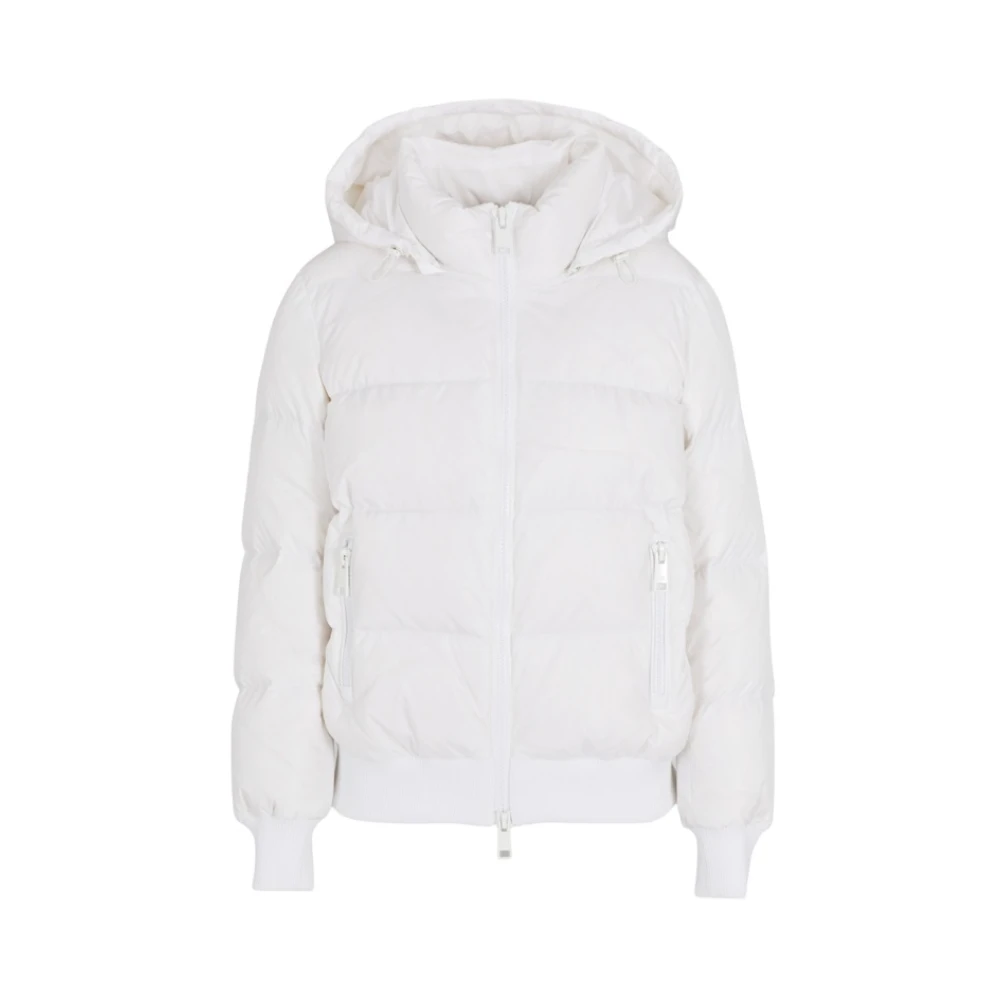 Armani Exchange Women's White Down Jackets, Xs, Quilted Hooded Down Jacket