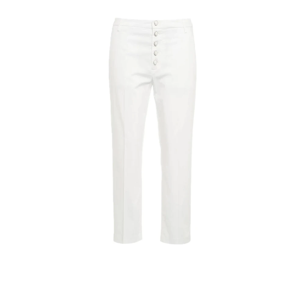 Dondup Katoenen Broek Losse Pasvorm Enkel Lengte White Dames