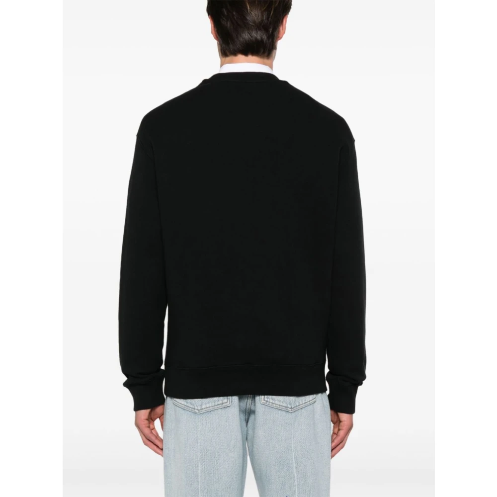 Maison Kitsuné Zwarte Comfort-Fit Sweater met Speedy Fox Logo Patch Black Heren
