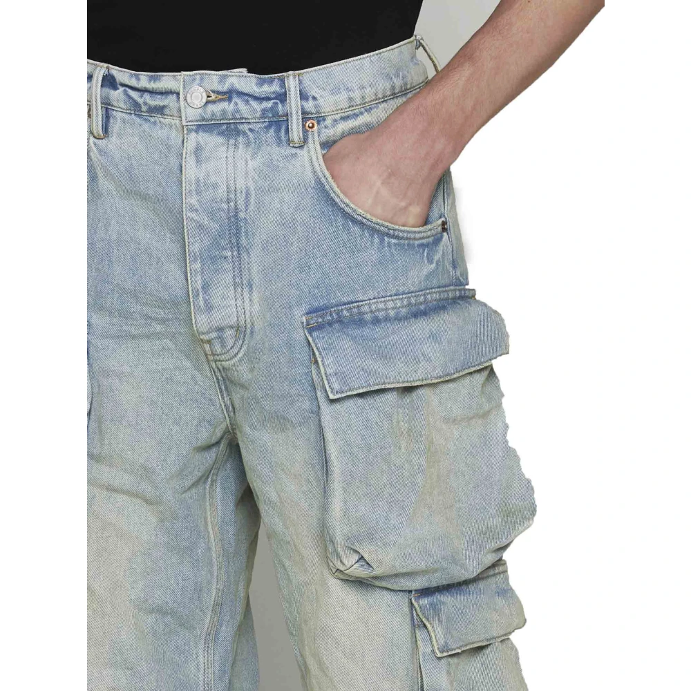 Purple Brand Versleten Denim Wijde Pijp Jeans Blue Heren