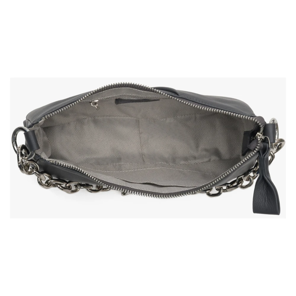 Estro Dames Grijze Ketting Schouder Baguette Tas gemaakt van Echt Leer Er00113721 Gray Dames