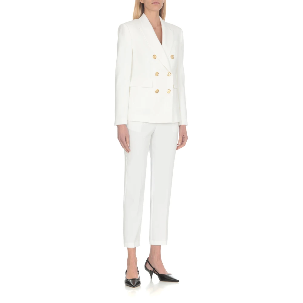 pinko Witte Double Breasted Blazer White Dames