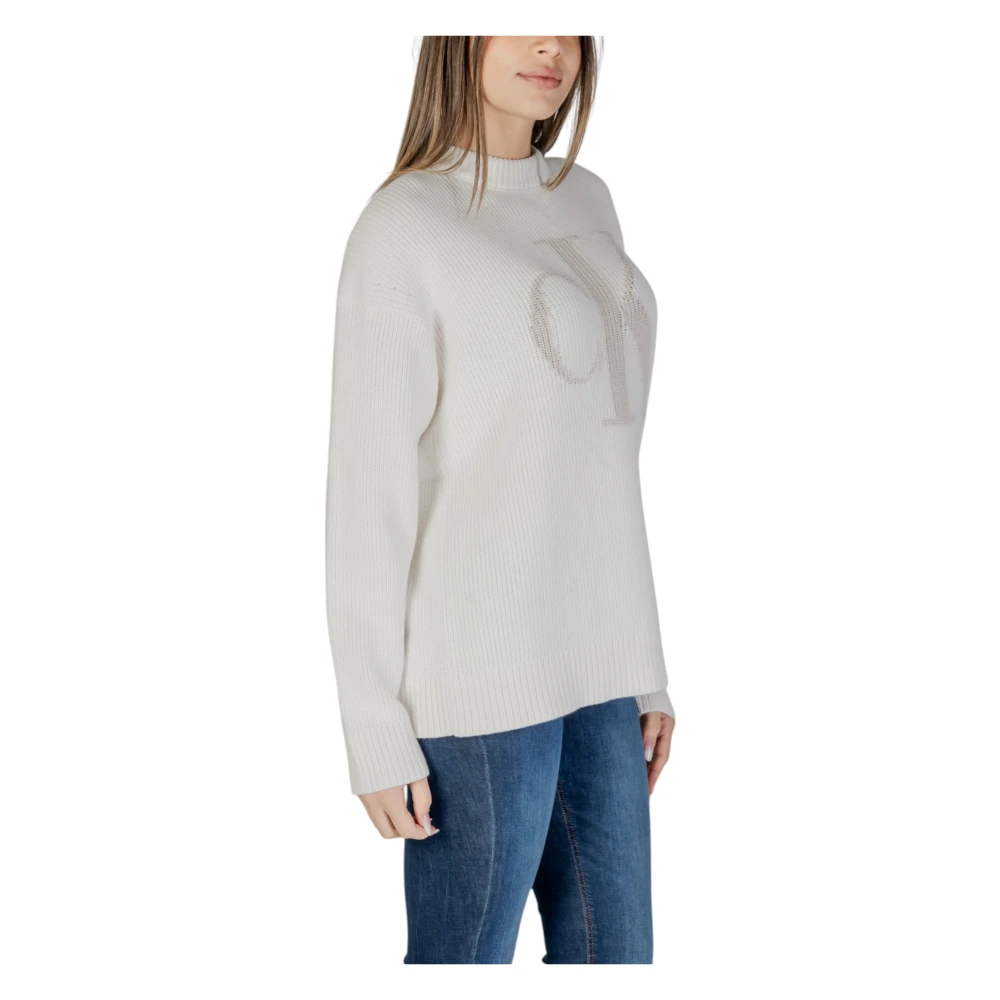 Calvin Klein Jeans Beige Katoenen Sweatshirt Ronde Hals Lente Zomer Beige Dames