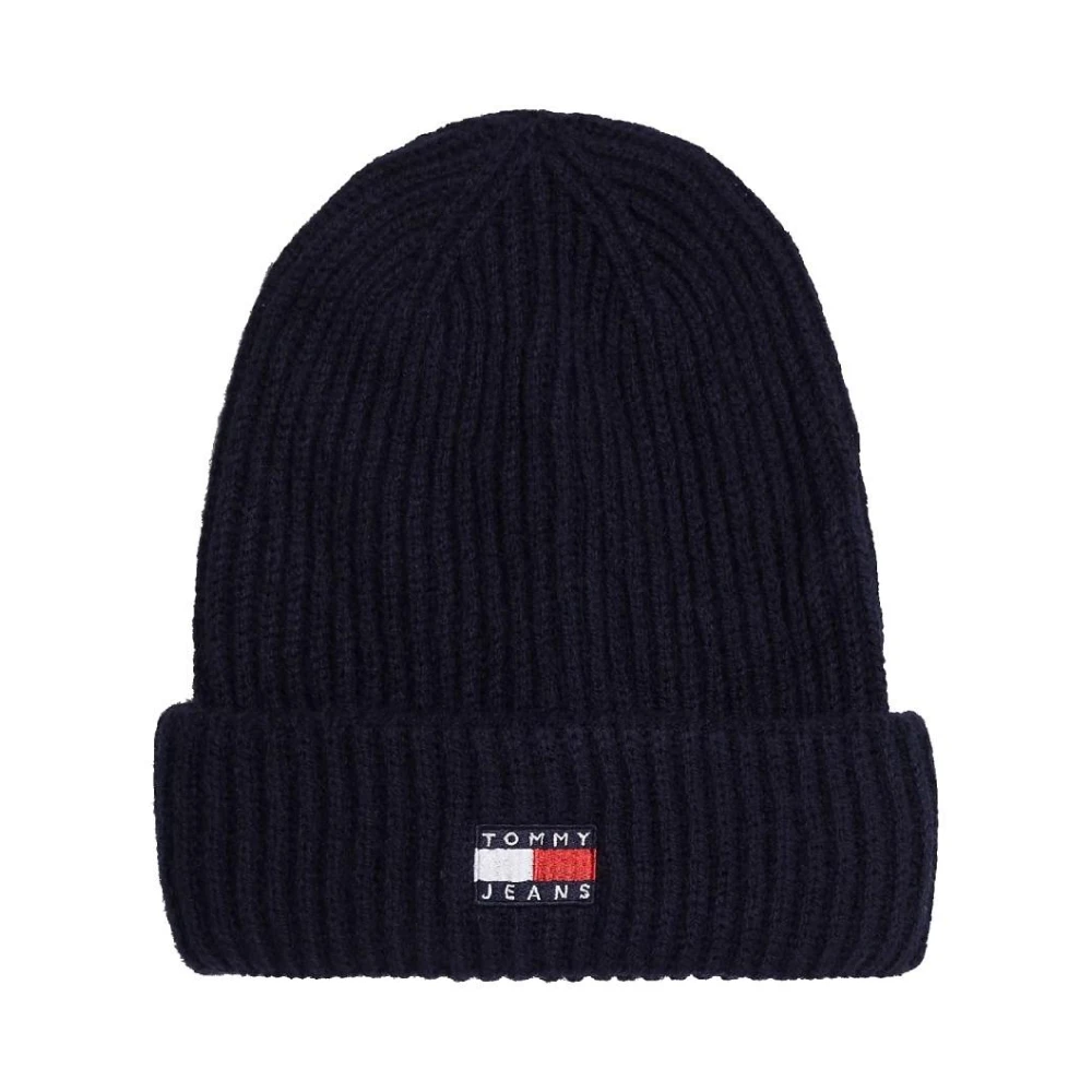 Tommy Hilfiger Women's Blue Ribbed Knit Beanie Hat