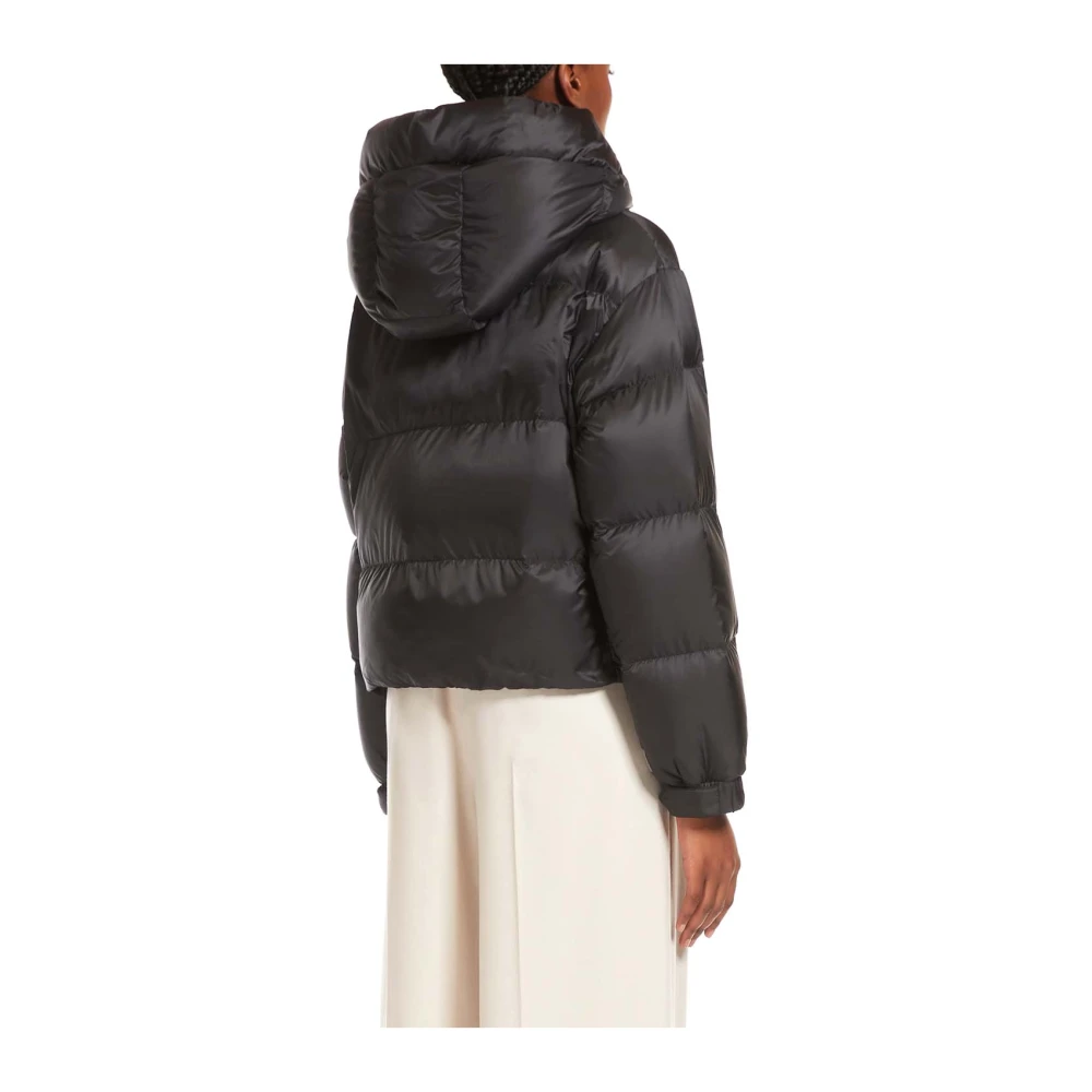 Max Mara Zwarte Korte Donsjas met Gestreept Quilten Black Dames