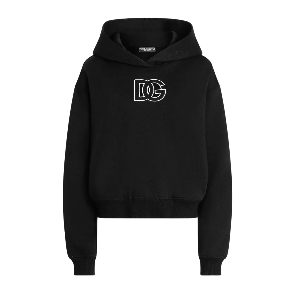 Dolce & Gabbana Mujer Negro - Sudadera Con Logo Blanco - Sweatshirts & Hoodies - M