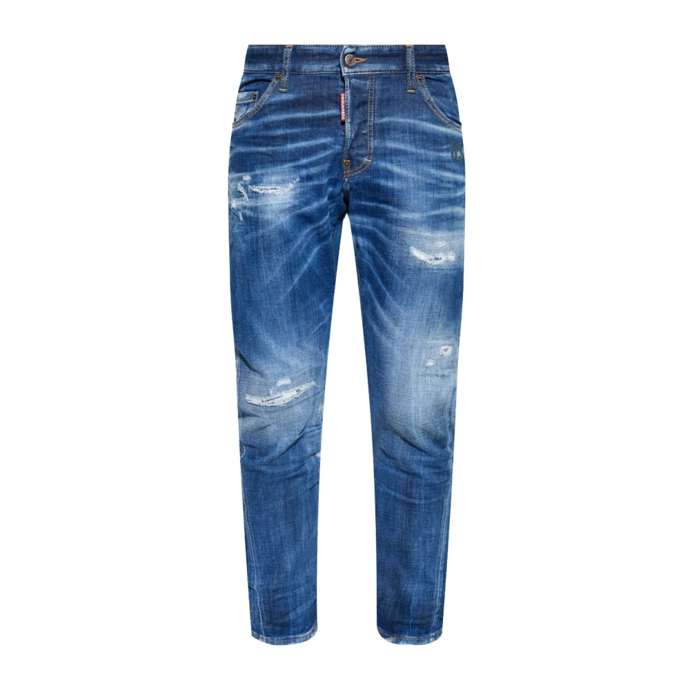 Dsquared2 Blauwe Denim Jeans met Whiskering Effect Blue Heren
