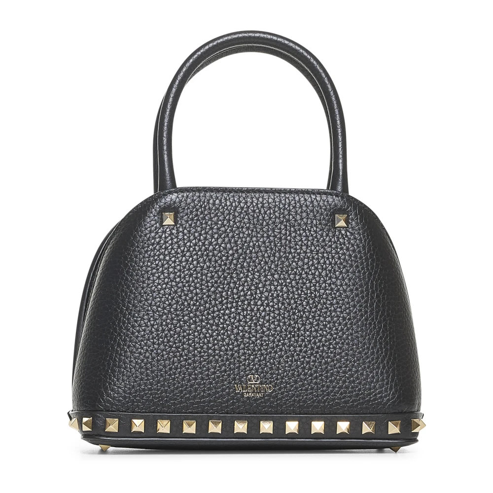 Valentino Garavani Zwarte leren schoudertas met studs Black Dames