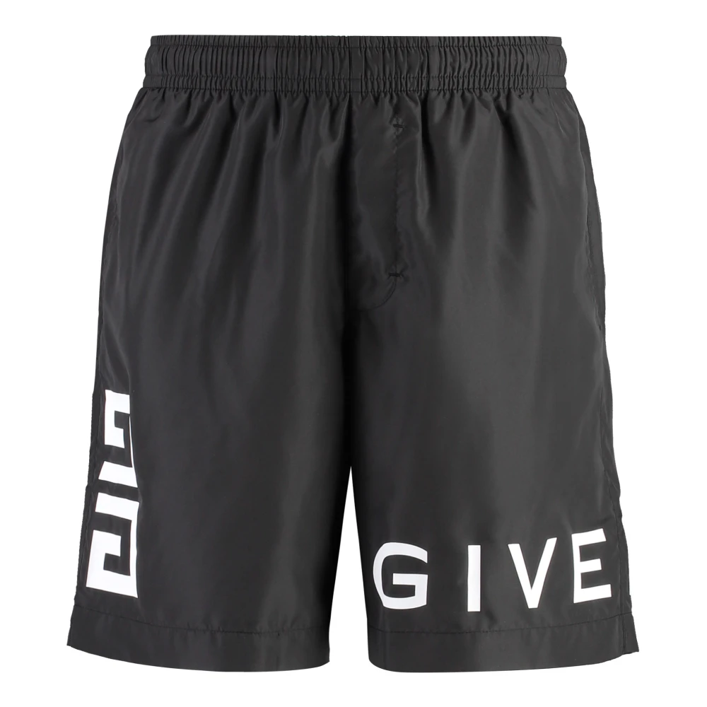 Givenchy Men's Black Beachwear, S, 4G Long Swim Shorts
