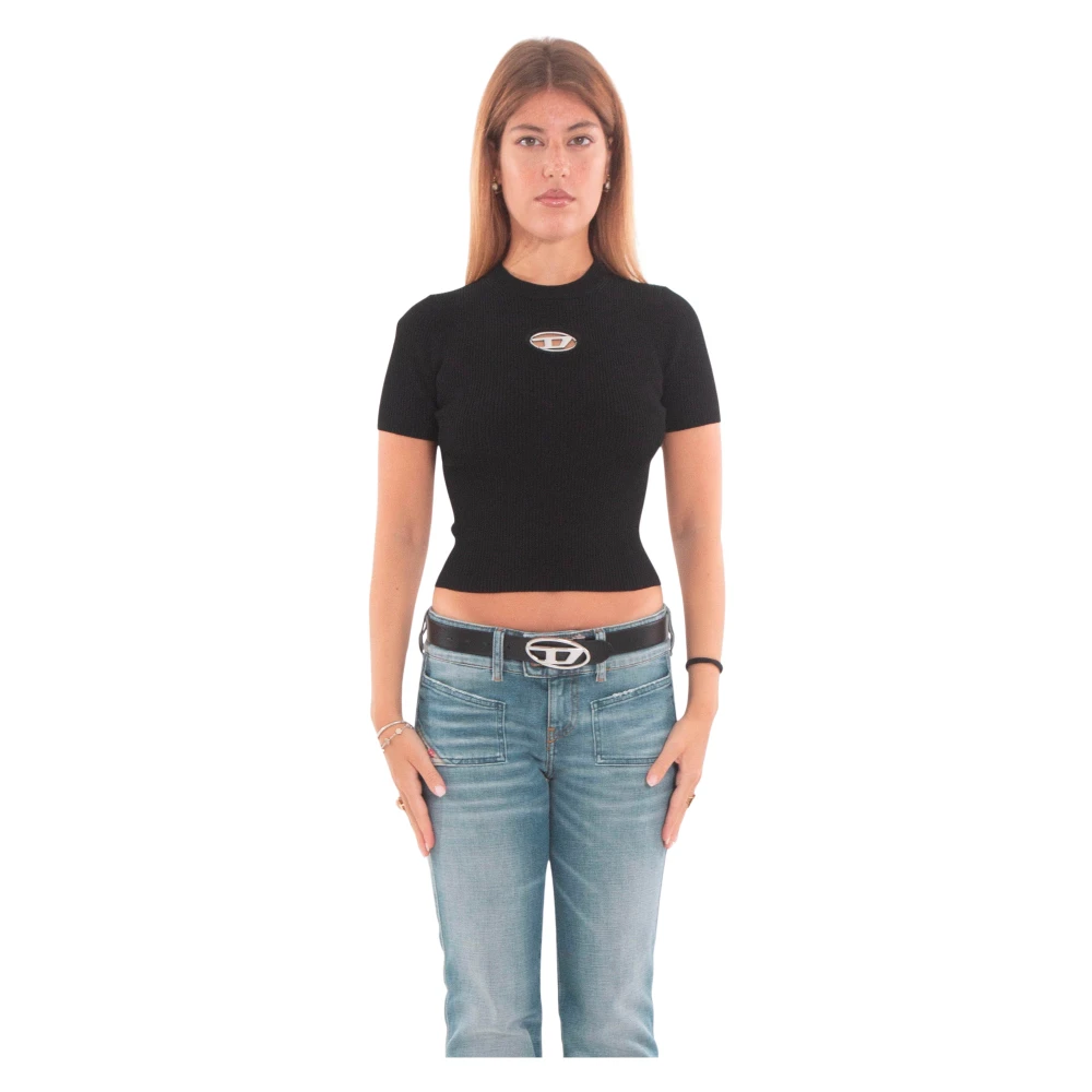 Diesel Women's Black M-Valari Ribbed Ss Sweater