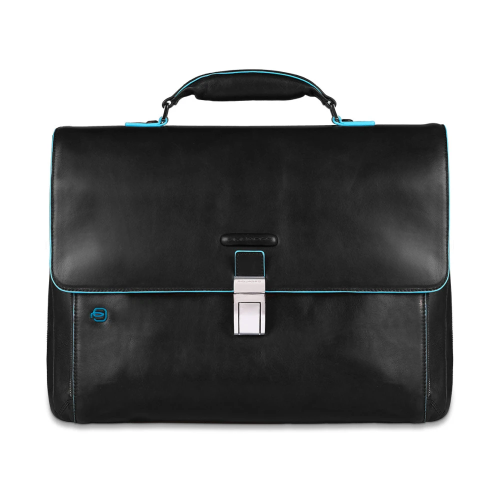 Piquadro Herren Schwarz Erweiterbare Laptop-Aktentasche 15,6"