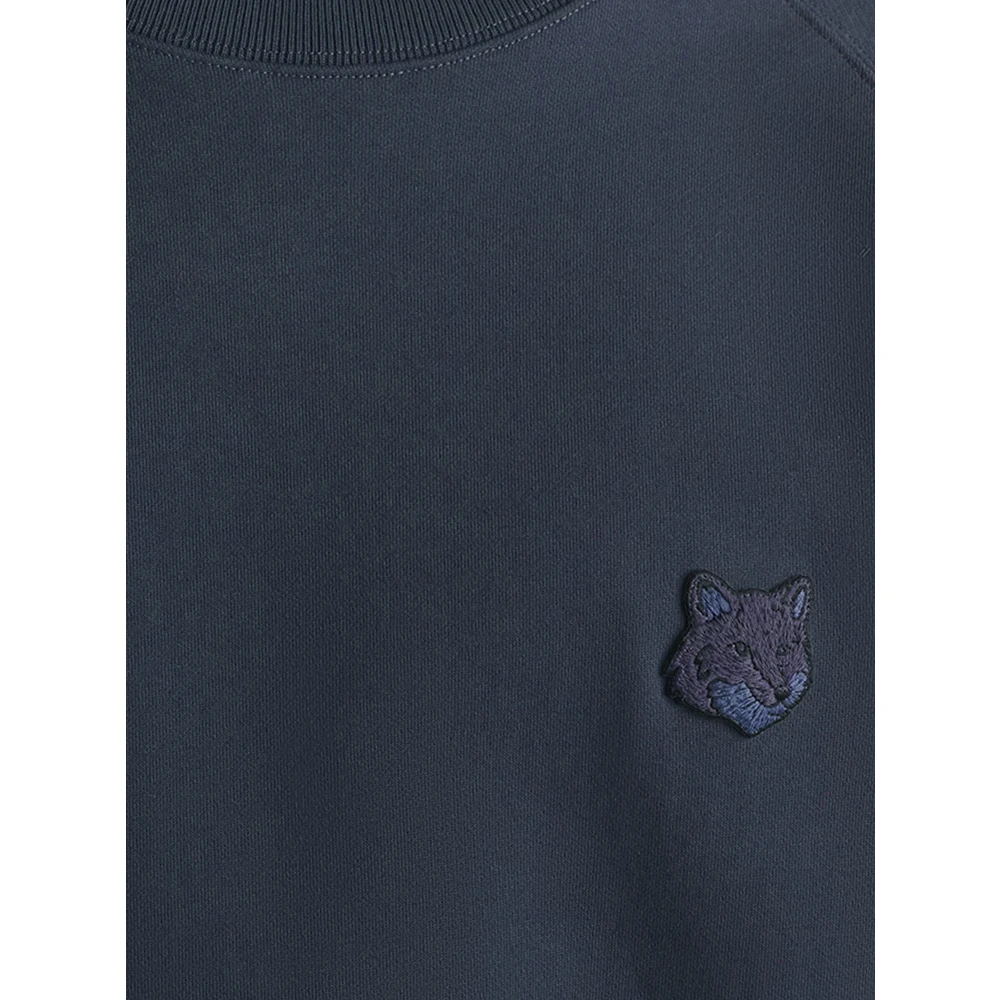 Maison Kitsuné Fox Head Patch Katoenen Sweatshirt Blue Heren