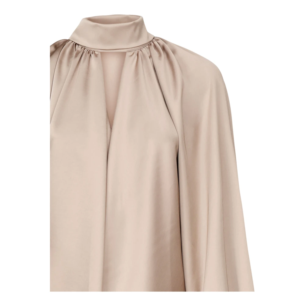 Andamane Chique Beige Blouse met Drop Opening Beige Dames