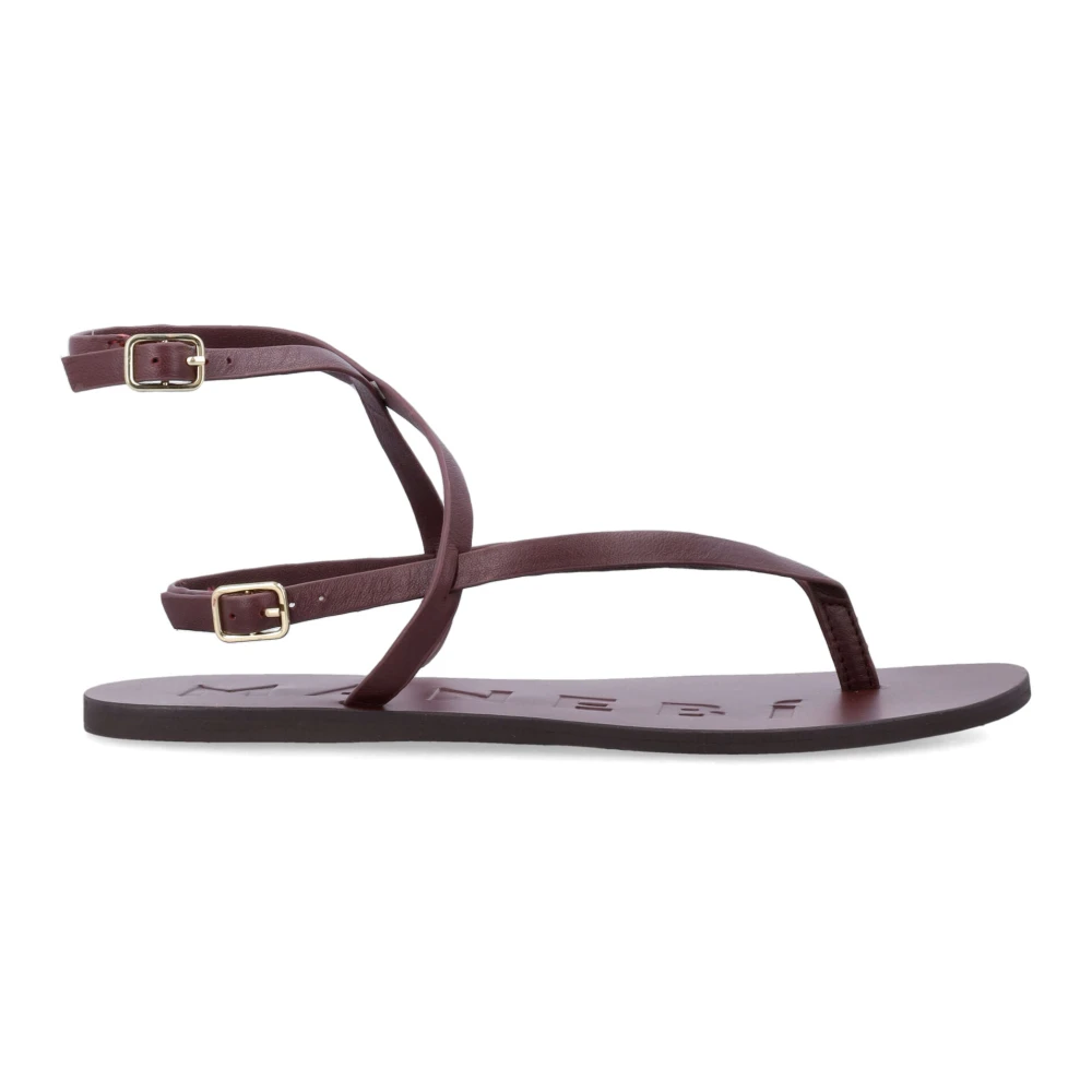 Manebí Women's Brown Flat Sandals, 6 Uk, Crossover Tong Sandal