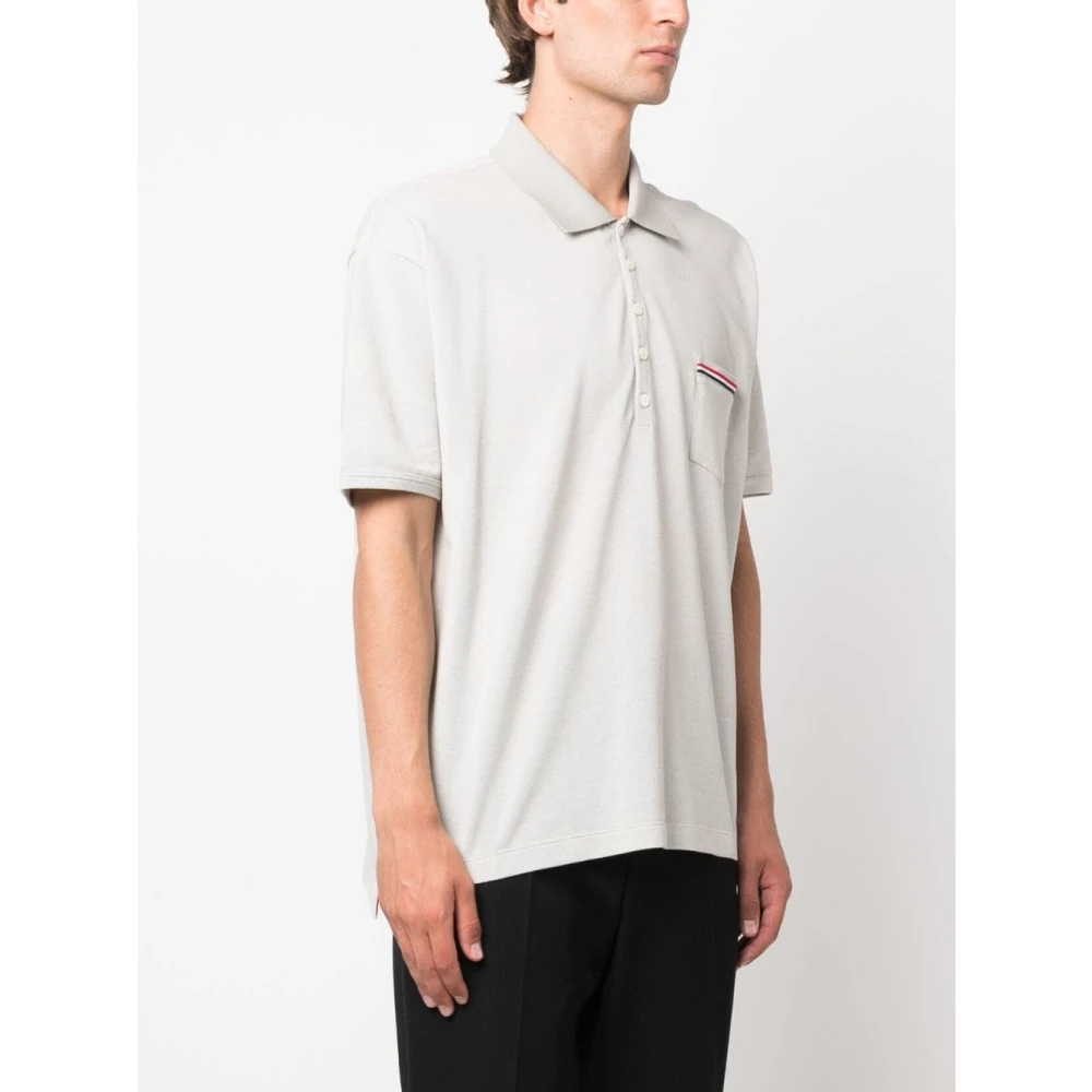 Thom Browne Klassieke Katoenen Poloshirt in Ecru White Heren