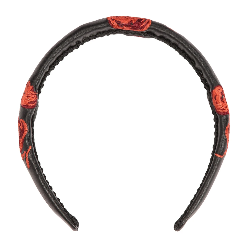 Kazar Zwarte hoofdband met geborduurde rode bloemen Multicolor Dames