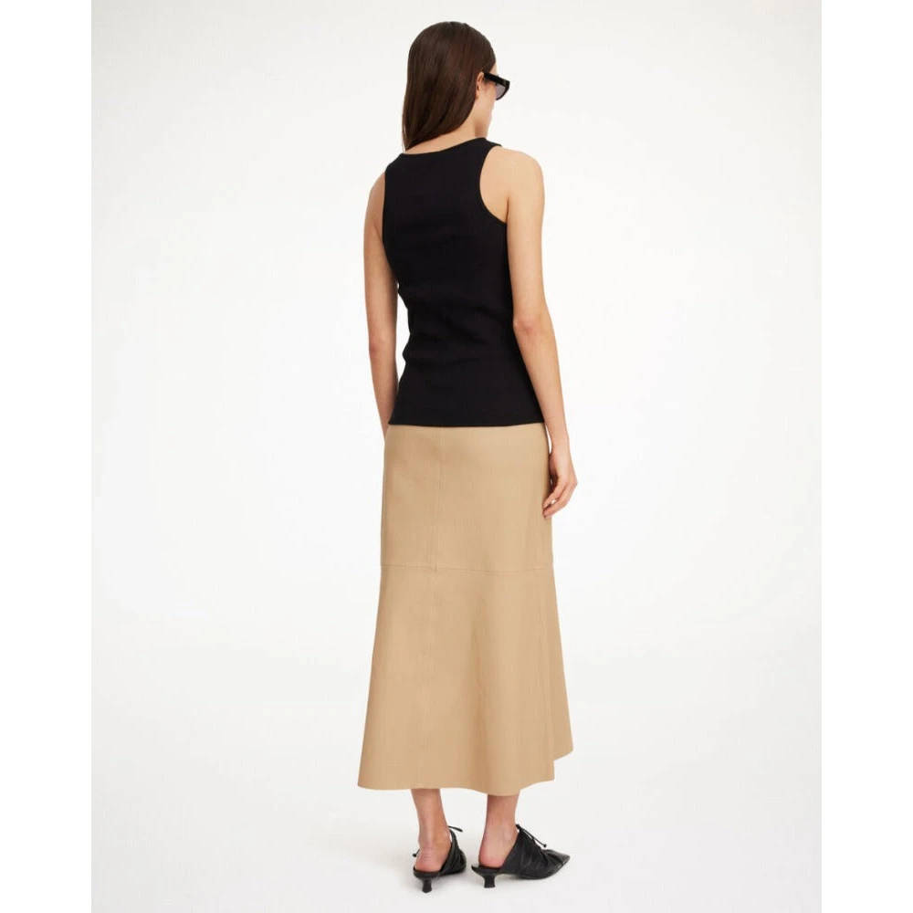 By Malene Birger Leren Midi Rok Zand Beige By Herenne Birger Beige Dames