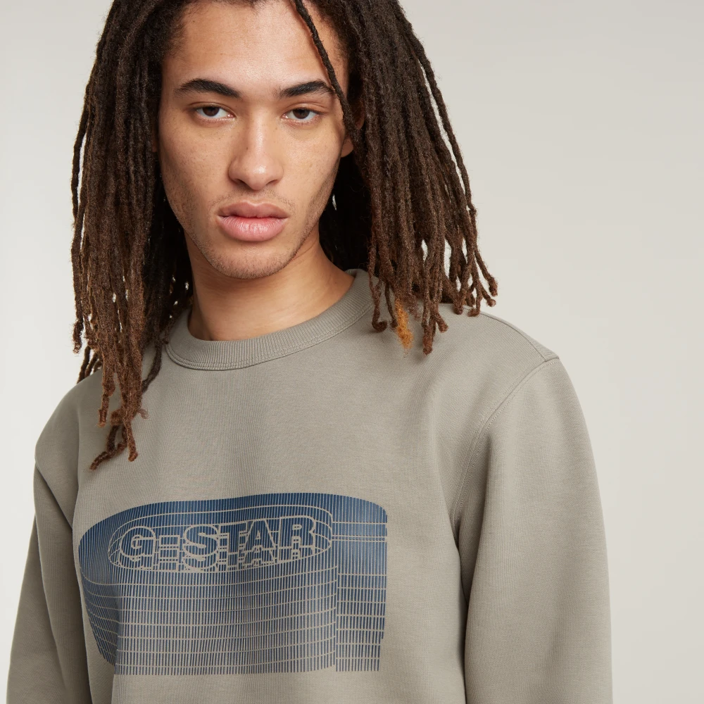 G-Star Gestapelde Old Skool Logo Sweater Green Heren