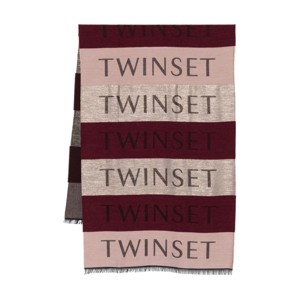 Twinset Roze Jacquard Sjaal met Metalen Draad Pink Dames