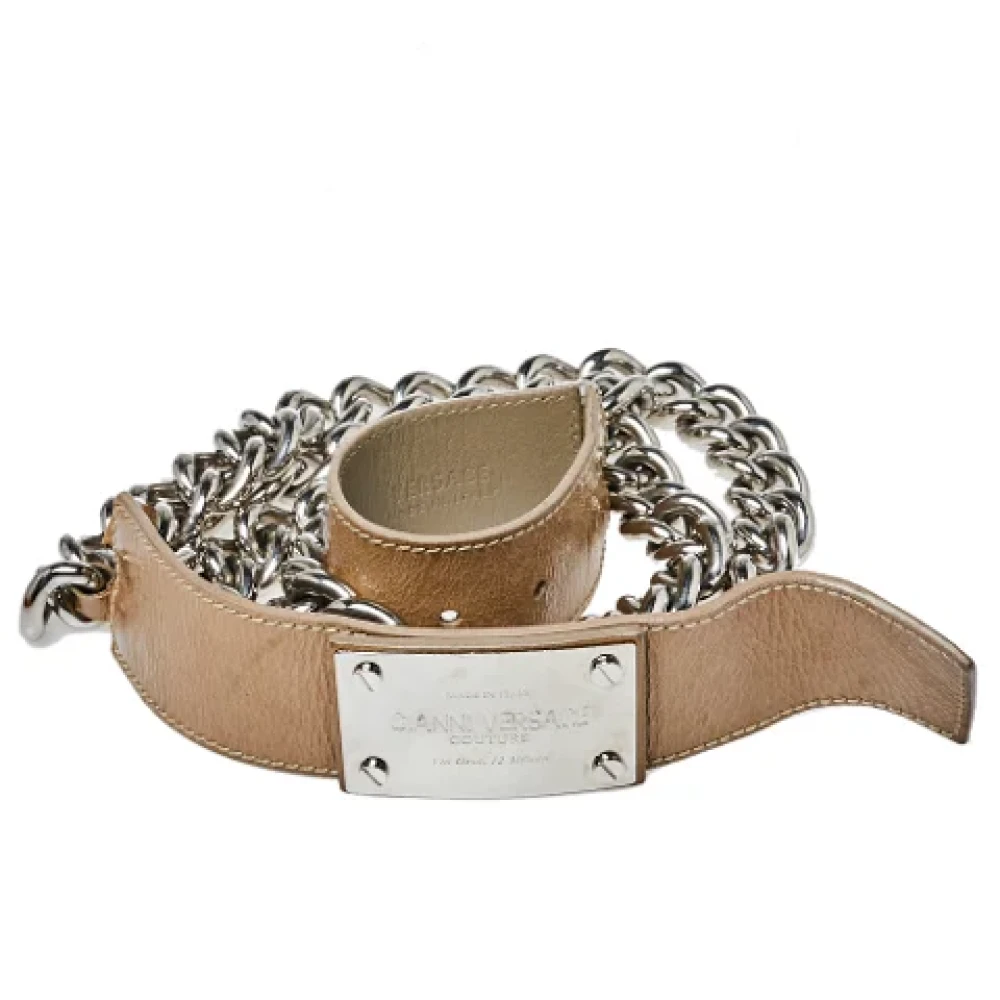 Versace Pre-owned Leather belts Beige Dames