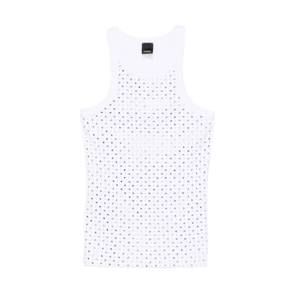 Pinko Women's White Annita Top - Sleeveless Tops - M - Tops