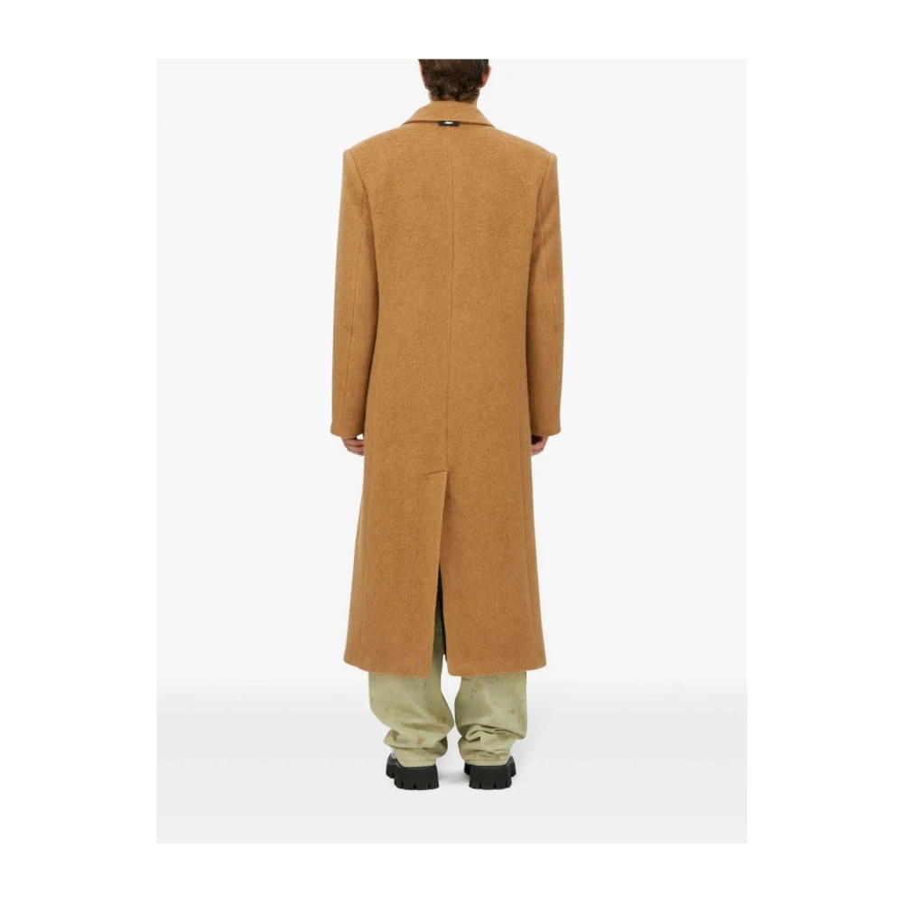 Msgm Kameel Double-Breasted Jas Brown Heren