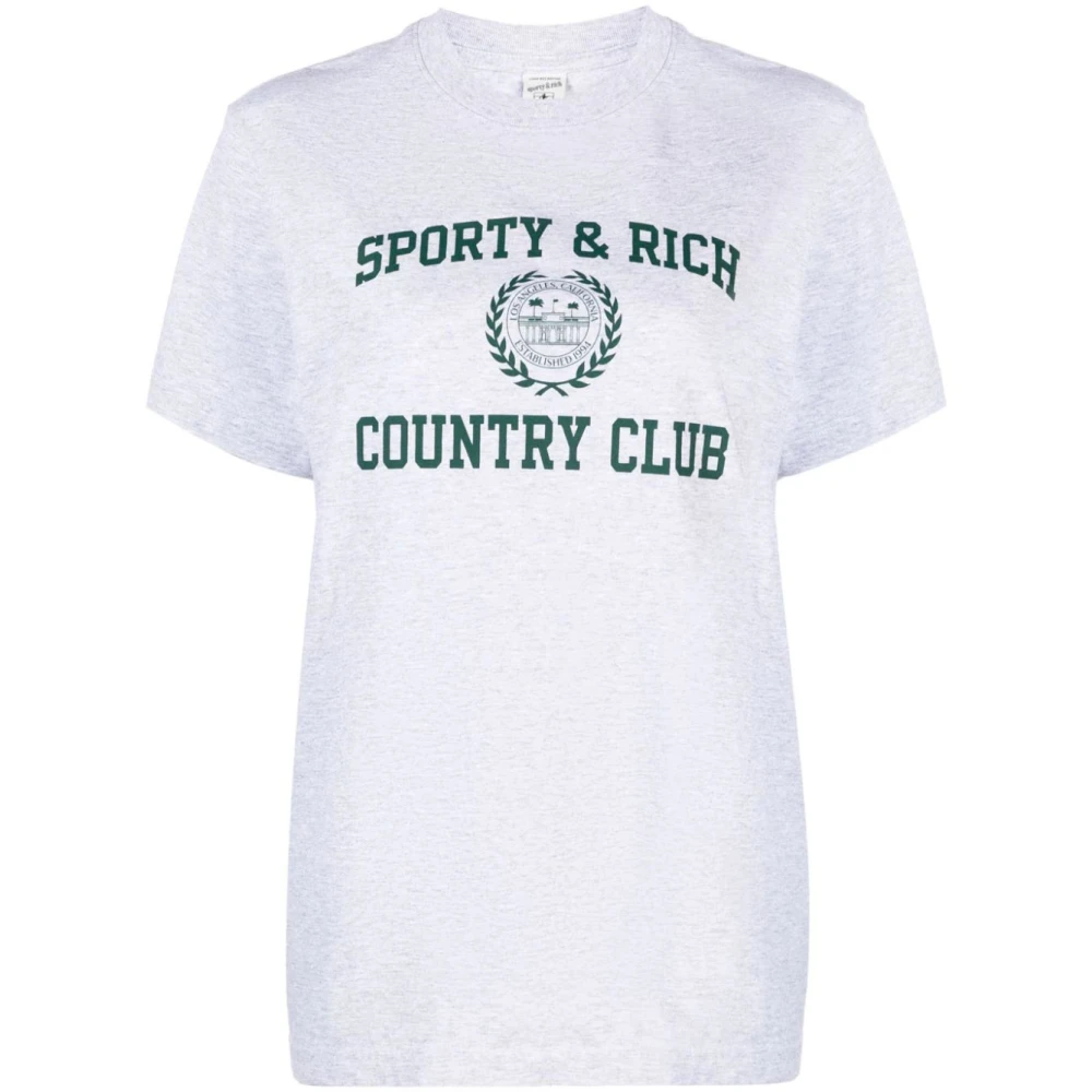 Sporty & Rich Heather Gray Varsity Crest T-Shirt Gray Dames